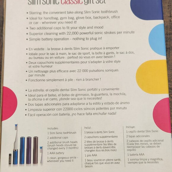 Slim Sonic Classic Gift Set Toothbrush - New - Picture 2 of 2